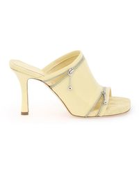 Burberry - Schoenen ,Geel ,Leer Peep Mules Van Glanzend Leer - Lyst