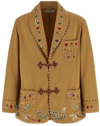 Bode - Jassen ,Katoen Feather Runner Smoking Jacket - Lyst