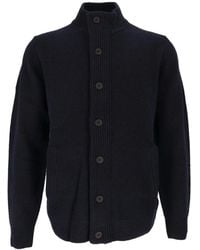 Barbour - Truien & Vesten ,Blauw ,Wol Essential Patch Zip Through Cardigan - Lyst