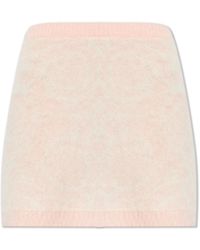Versace - Rokken ,Roze ,Wol Korte Rok Met Mohair Afwerking - Lyst
