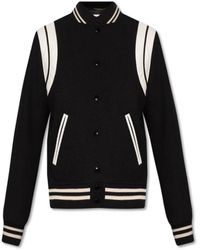 Saint Laurent - Two Tone Varsity Wool Blend Jacket - Lyst