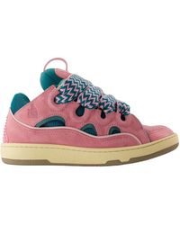 Lanvin - Schoenen ,Roze ,Leer Curb Leather Sneakers - Lyst