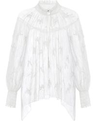 Elisabetta Franchi - Overhemden ,Polyester Blouse Van Kantstof Met Ruches - Lyst