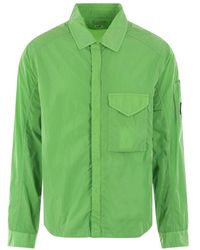 C.P. Company - Camicia tecnica verde con patch logo in gomma - Lyst