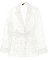 Dolce & Gabbana - Pajama shirt aus cordonnet-spitze mit selbstbindendem gürtel,cordonnet lace pyjama shirt - Lyst