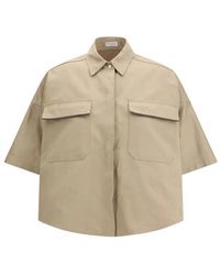 Brunello Cucinelli - Overhemden ,Katoen Linnen En Katoenen Blend Shirt - Lyst