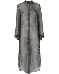 SANCTAMUERTE - Graues Chemisier Kleid Mit Langen Ärmeln - Lyst