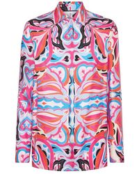 Philipp Plein - Overhemden ,Veelkleurig ,Circus-Print Silk Twill Shirt - Lyst