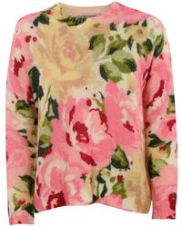 MC2 Saint Barth - Truien & Vesten ,Veelkleurig ,Wol Roze Wollen Trui Met Geribbelde Details - Lyst