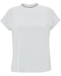 Brunello Cucinelli - T-Shirt Met Kostbare Faux Layering - Lyst