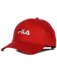 Fila - Rote kappe mit gebogenem schirm und linearem logo - Lyst