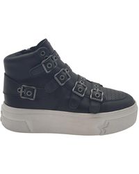 Ash - Schoenen ,Zwart ,Leer Zwarte Leren Sneaker/Laars Met Metalen Banden En Gespen - Lyst