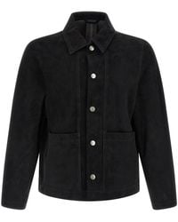 Giorgio Brato - Jassen ,Zwart ,Suède Fiore Suede Jas - Lyst