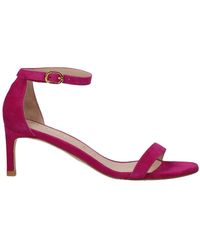 Stuart Weitzman - Rosa Leder Sandale Mit Mittelhohen Absätzen - Lyst