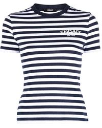 Versace - Maritime streifen logo t-shirt - Lyst