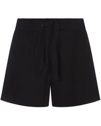 Moncler - Schwarze fleece-shorts mit grosgrain-details - Lyst