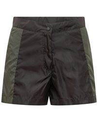 Moncler - Korte Broeken ,Grijs ,Nylon Perforated Panel Bermuda Shorts - Lyst