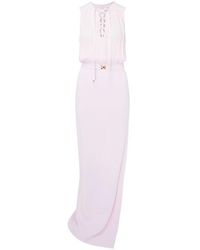 Elisabetta Franchi - Lila langes kleid mit v-ausschnitt - Lyst