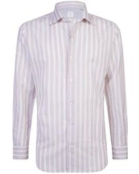 Eleventy - Gestreiftes Slim-Fit-Hemd Aus Baumwollleinen - Lyst