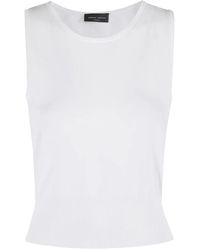 Roberto Collina - Tops ,Wit ,Katoen Tanktop Met Brede Bandjes - Lyst