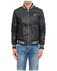Philipp Plein - Jassen ,Zwart ,Leather Jassen - Lyst