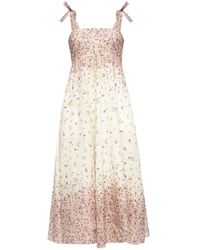 Zimmermann Floral Motif Linen Dress - Wit
