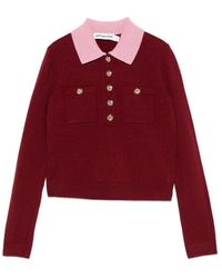 Self-Portrait - Bordeaux Gebreide Trui Aw25 - Lyst