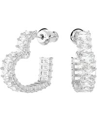 Swarovski - Elegante Silberne Matrix Kristall Ohrringe - Lyst