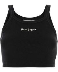 Palm Angels - Geripptes, Kurzes Tanktop - Lyst