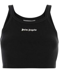 Palm Angels - Tops ,Zwart ,Katoen Piquet Top - Lyst