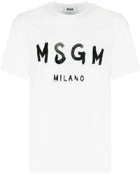 MSGM - T-Shirt Met Logo-Print Van Katoen - Lyst