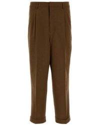 Ami Paris - Broeken ,Bruin ,Pleated Wool Broeken - Lyst