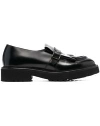 Doucal's - Zwarte Leren Loafers Met Franjes - Lyst