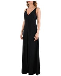 Manila Grace - Jumpsuits & Playsuits ,Zwart ,Palazzo Jumpsuit Met V-Hals - Lyst
