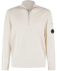 C.P. Company - Ivory Half Zip Strick - Lyst