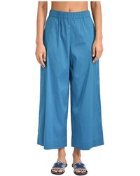 Max Mara - Broeken ,Blauw ,Cropped Broeken - Lyst
