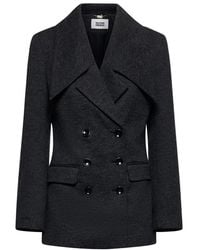 Silvian Heach - Jassen ,Grijs ,Polyester Blazer Met Dubbele Rij Knopen En Maxi Revers - Lyst