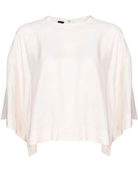 Pinko - Rosa creme bluse,drapiertes twill viskose cape shirt - Lyst