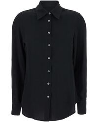 Grifoni - Overhemden ,Zwart ,Zijden Zwarte Shirt - Lyst