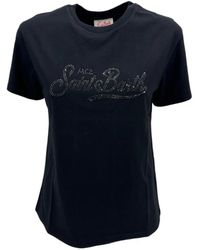 Mc2 Saint Barth - Schwarzes t-shirt mit strass-detail - Lyst