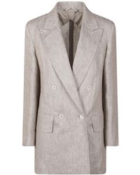 Max Mara - Jassen ,Grijs ,Leer Olimpia Blazer - Lyst