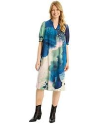iN FRONT - Blaues Kleid Mit Puffärmeln Und Print - Lyst