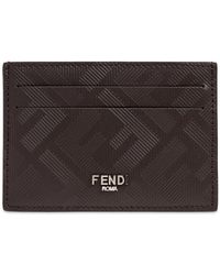 Fendi - Accessoires ,Bruin ,Katoen Shadow Slim Card Holder - Lyst