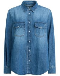 PT Torino - Overhemden ,Blauw ,Denim Western Shirt - Lyst