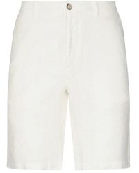Fedeli - Weiße Leinen-Bermuda-Shorts Mit Taschen - Lyst