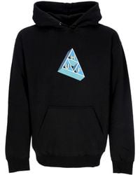 Huf - Hoodies & Sweatvesten ,Zwart ,Katoen Zwarte Triple Triangle Hoodie - Lyst
