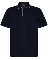 Brioni - Blaues polo shirt mit logo-stickerei - Lyst