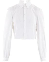 MM6 by Maison Martin Margiela - Camicia bianca deconstructed cropped con inserto in jersey - Lyst
