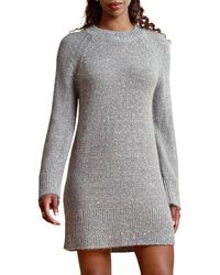 byTiMo - Kleedjes ,Grijs ,Nylon Paillet Gebreide Jurk - Lyst