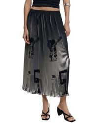 Desigual - Pleated Graphic Midi Skirt - Lyst